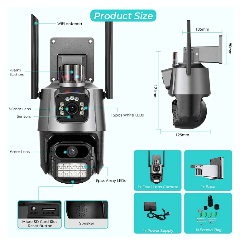 Camara Exterior Doble Lente Alta Definición