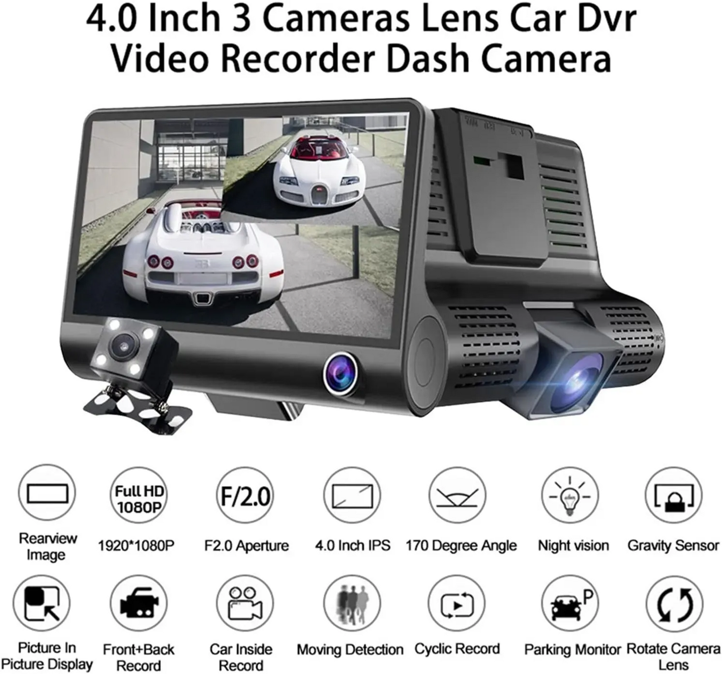 CAMARA DVR 3 LENTES PARA CARRO R-2