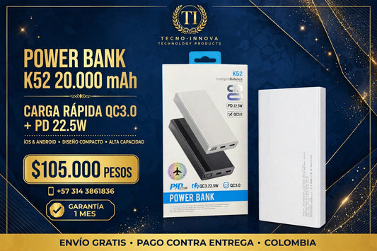Power Bank 20000 mAh Carga  K52